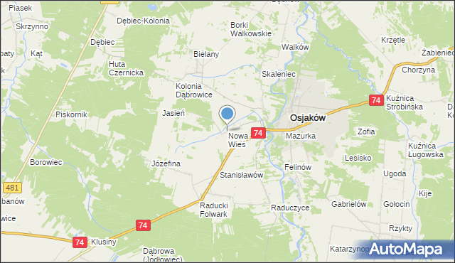 mapa Nowa Wieś, Nowa Wieś gmina Osjaków na mapie Targeo